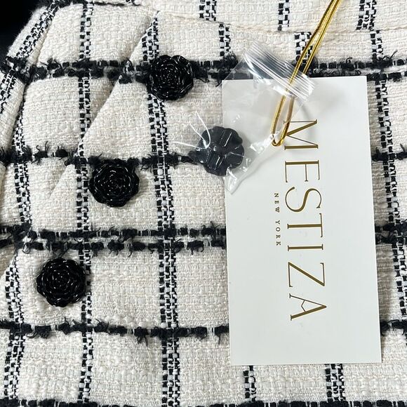 Mestiza Teresa Mini Preppy Skirt in Ivory Black Tweed Size 2 - Picture 4 of 6
